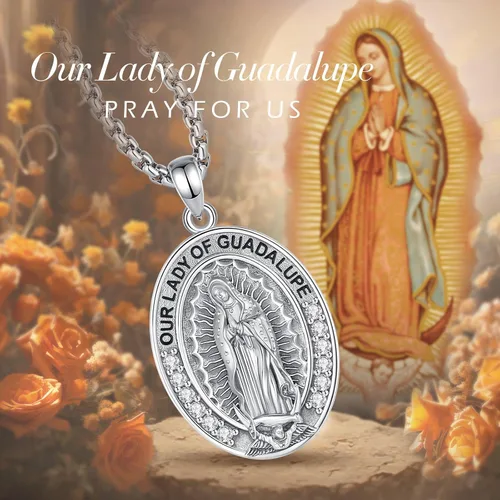 Vista 8 de Vito Collar de plata de ley 925 para mujeres y hombres, San Benito, crucifijo, Caravaca, San Cristóbal, San Judas, medalla patronal, amuleto