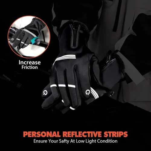 Vista 6 de Hikenture Guantes de ciclismo de invierno M y gorro de calavera gris para hombre y mujer