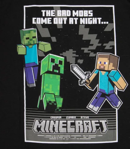 Vista 3 de Minecraft, camiseta de manga corta de ajuste regular para niños