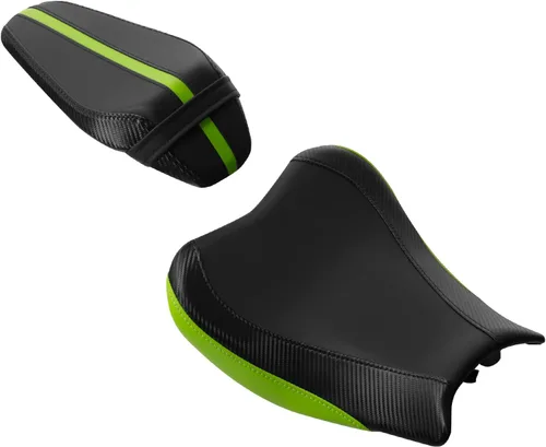 Vista 5 de C.C. RIDER Asiento de piloto para conductor y pasajero apto para Kawasaki Z900 2017-2024 07-Negro+Verde