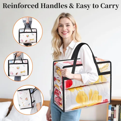 Vista 8 de SpaceTrove Bolsas de almacenamiento transparentes, paquete de 4 contenedores organizadores de almacenamiento debajo de la cama y armario, bolsas