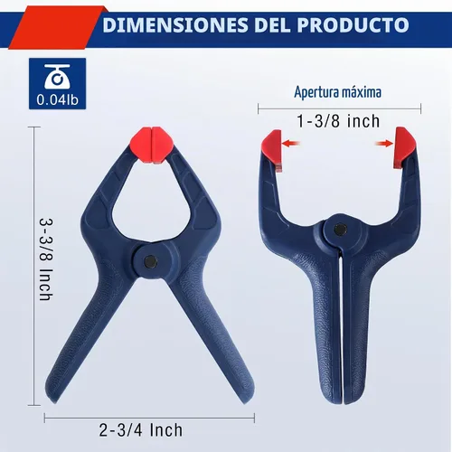 Vista 2 de WORKPRO - Juego de abrazaderas de resorte, 16 piezas, 3-3/8 pulgadas con Azul