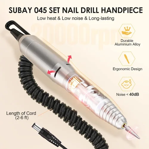 Vista 3 de SUBAY Kit Profesional de Esculpido de Uñas Eléctrico para Dedos y Pies, Lima Eléctrica para Manicura y Pedicura con 1 Paquete de Bandas de Lijado
