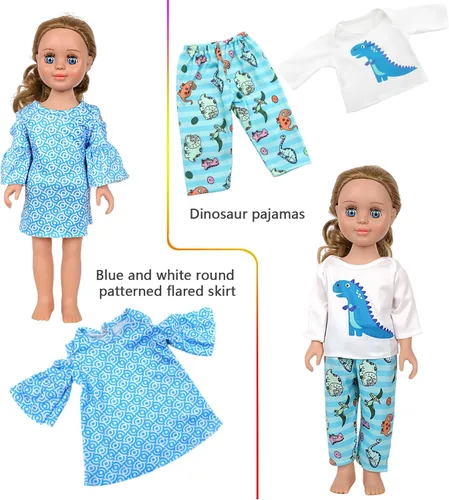 Vista 8 de MSYO 10 juegos (19 piezas) de ropa de muñeca para muñecas de 17 a 18 pulgadas, trajes diversos