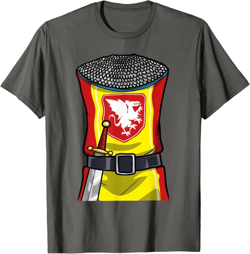 Vista 68 de Disfraz medieval de caballero de Halloween, camiseta para niños con espada de armadura, Negro, S