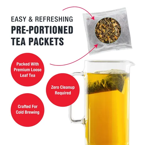 Vista 7 de Tiesta Tea - Infusión Fría de Manzanilla y Menta, Hoja Suelta, Mezcla Premium, Té Helado Sin Cafeína, 10 Paquetes de Infusión Fría, Rinde Una Jarra