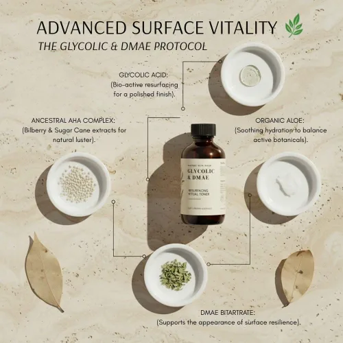 Vista 4 de Nature Skin Shop Tónico de ácido glicólico 10% con DMAE, exfoliante facial antienvejecimiento para arrugas, líneas finas y poros, estiramiento