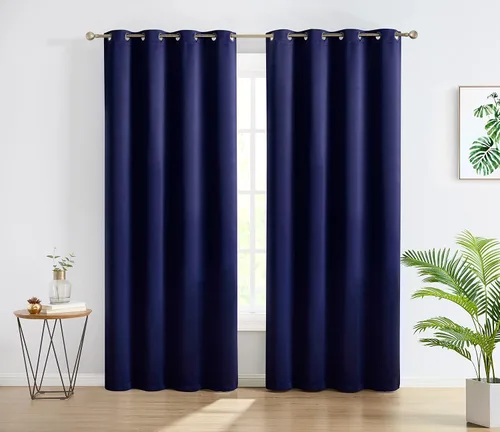 Vista 11 de HLC.ME Oxford - Cortinas opacas grises, cortinas de bloqueo de calor y frío, paneles de cortina con aislamiento térmico con ojales, juego de 2
