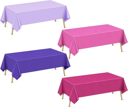 Vista 47 de Mantel rectangular de la serie azul y verde, 4 piezas, 54 x 72 pulgadas, color sólido, impermeable y a prueba de derrames, mantel de plástico