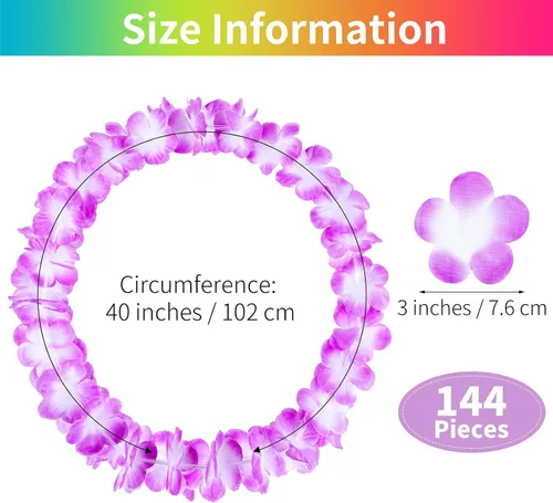 Vista 2 de ADXCO Collar de flores tropicales de Leis hawaiano, 36 estilos Luau Leis para suministros de fiesta hawaiana tropical, Poliéster, No es una piedra