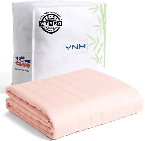 Vista 31 de YnM Manta con peso refrescante para adultos, manta pesada de 10 libras para una persona de 90 libras, perfecta para personas que duermen con calor