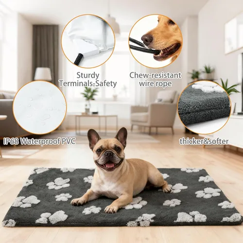 Vista 3 de Almohadilla térmica de parto para cachorros, almohadilla térmica para perros con interruptor de termostato inteligente mejorado, alfombrilla cálida