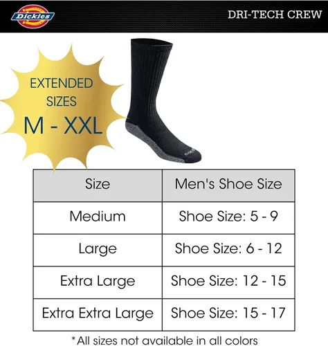 Vista 3 de Dickies - Calcetines altos con control de humedad, de tecnología Dri-Tech para hombre, paquete de varias