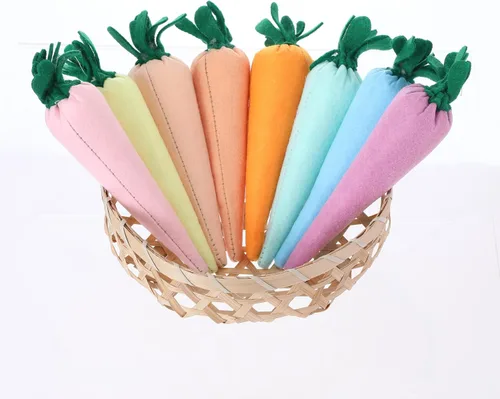 Vista 8 de Skylety 8 piezas de decoración de zanahorias artificiales de Pascua, tela falsa, zanahoria, rústica, no tejida, rellenas, verduras de temporada