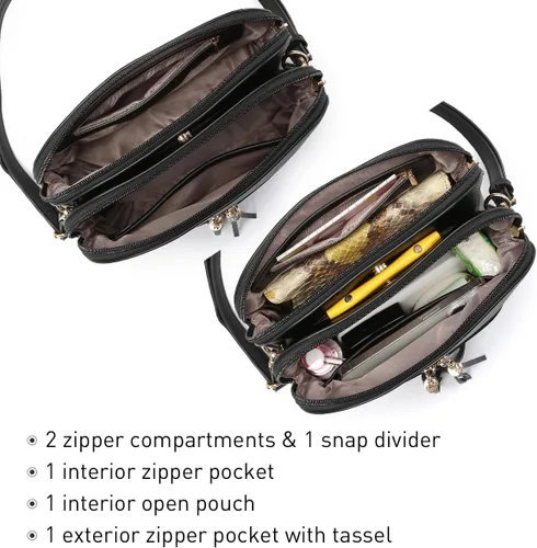 Vista 5 de Dasein - Bolso de hombro para mujer con cremallera y múltiples bolsillos