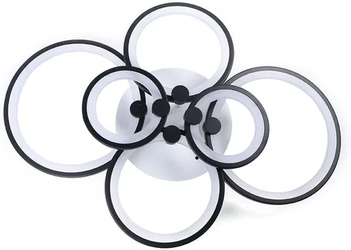 Vista 8 de Lámpara de techo moderna LED de 6 cabezales con anillo circular con control remoto, lámpara de montaje empotrado, lámpara acrílica regulable de 3