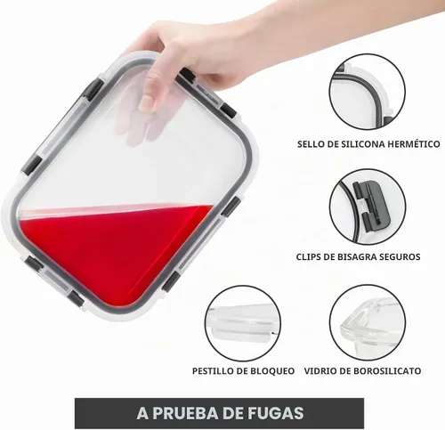 Vista 3 de Freshware - Recipientes de almacenamiento de vidrio con tapas, 24 piezas, recipientes de vidrio para almacenamiento de alimentos con tapas, a prueba