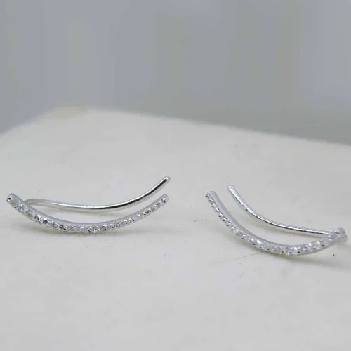 Vista 4 de Dazzlingrock Collection Aretes trepadores de diamantes blancos redondos de 0.22 quilates (ctw) para mujer en oro