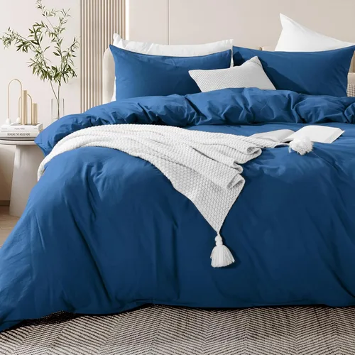 Vista 36 de NEXHOME PRO Funda de edredón Twin XL 100% algodón lavado, transpirable, duradera, texturizada, similar al lino, juego de ropa de cama para el hogar