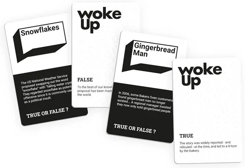 Vista 2 de Bubblegum Stuff Woke Up - The Woke AF Trivia Game - Divertido juego de apilamiento de cartas verdaderas o falsas - Juegos de cartas para adultos