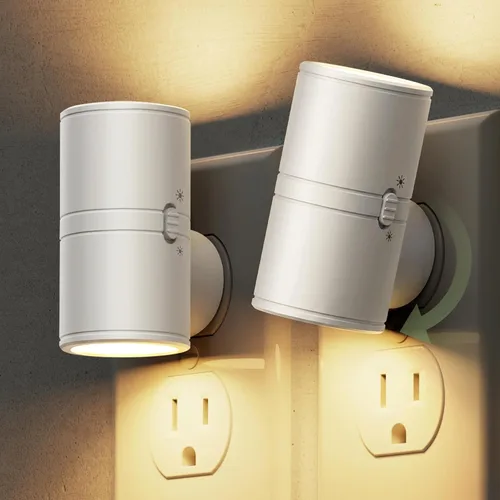 Vista 16 de L LOHAS LED Luz nocturna con sensor de movimiento, mini luces nocturnas activadas por movimiento, enchufar a la pared, luz giratoria con sensor