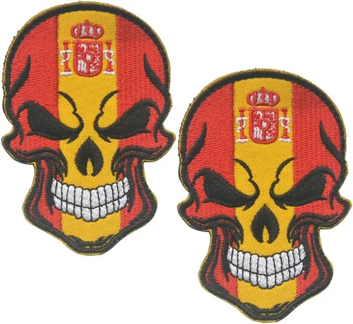 Vista 9 de AliPlus - 2 parches de calavera con bandera estadounidense de EE. UU., gancho y bucle