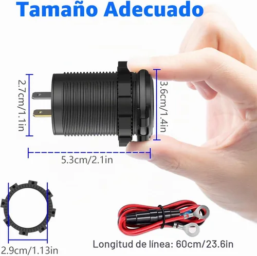 Vista 6 de Qidoe - Paquete de 5 salidas USB de carga rápida 3.0 de 12 V, impermeable, QC3.0, doble toma de corriente USB con interruptor táctil, enchufe