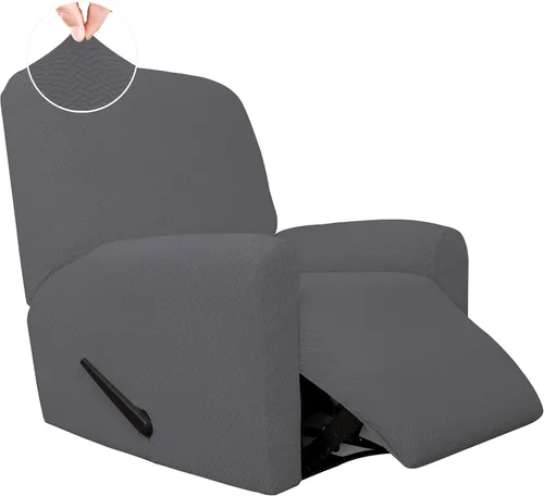 Vista 22 de Easy-Going Funda de sofá reclinable de jacquard elástico, suave de 4 piezas, con lazo elástico, protector de muebles lavable para niños, mascotas