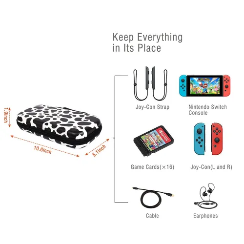 Vista 7 de Lokigo Carrying Case for Nintendo SwitchSwitch OLED Model (2021), Portable Travel Girls Carry Case Protective Hard Shell with 16 Games Card