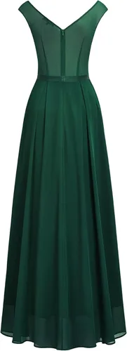 Vista 7 de Miusol Vestido largo formal de fiesta de noche con cuello en V profundo para mujer