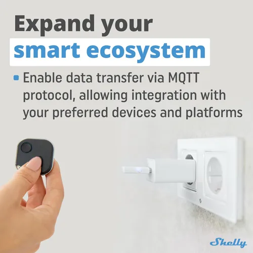 Vista 7 de Shelly BLU Gateway Puerta de enlace WiFi Bluetooth en un dongle USB-A Automatización del hogar Compatible con Alexa y Google Home Aplicación