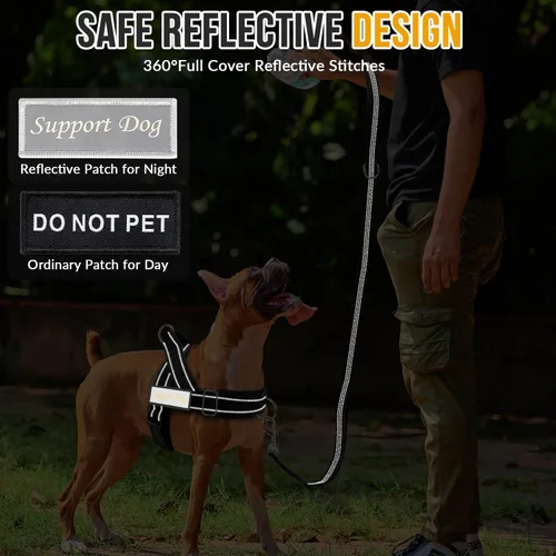 Vista 6 de Lukovee Juego de arnés y correa para perro sin tirones, chaleco acolchado suave ajustable con clip frontal para un fácil control, arnés reflectante