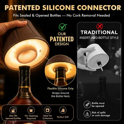 Vista 2 de WILIT Lámpara Inalámbrica de Botella para Botellas de Licor, Lámpara de 3 Niveles de Brillo con Soportes Inalámbricos para Lámparas de Mesa, Luz