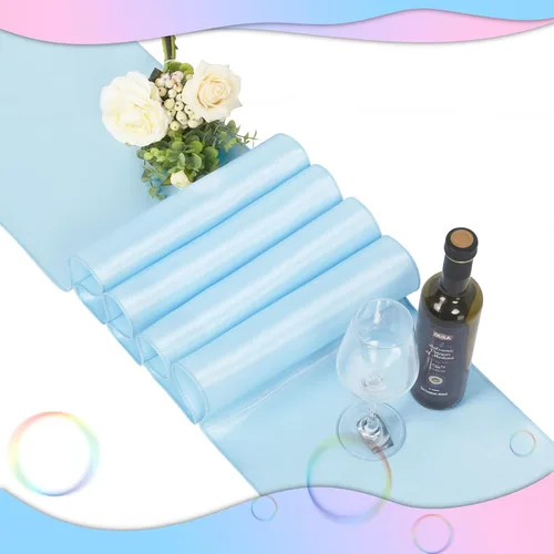 Vista 2 de Jspupifip - 12 caminos de mesa de satén de 11 x 72 pulgadas para baby shower, revelación de género, Año Nuevo, Día de San Valentín, banquete