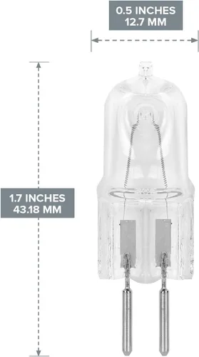 Vista 3 de Paquete de 10 bombillas halógenas GY6.35 de 12 voltios transparentes regulables T4 Q20/GY6.35/CL/12V 20 W 20 W bajo gabinete tipo JC iluminación