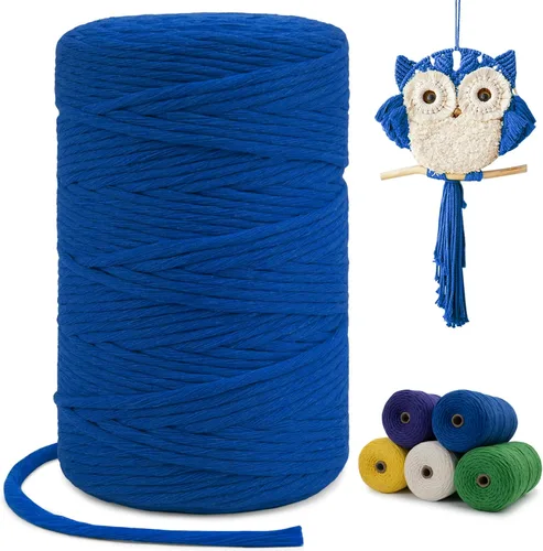 Vista 113 de Cuerda de macramé de una sola hebra de 0.197 in x 110 yardas, cuerda de macramé de algodón natural de 0.197 in, cuerda de algodón grueso para colgar