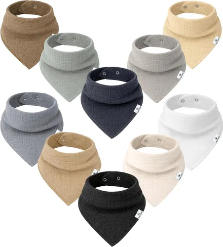Vista 12 de Diaper Squad 10-Pack Organic Cotton Baby Bibs for Baby Boy, Girl Pastel