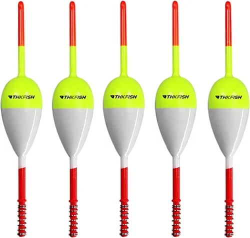 Vista 8 de THKFISH Flotadores de pesca y bobbers flotadores de madera de balsa, bobbers de resorte con bobbers ovalados para peces de panfish crappie, Walleyes