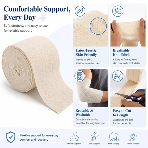 Vista 3 de Vendaje de soporte tubular elástico con tubo de tela Stockinette para brazos, rodillas, piernas, manga de compresión tubular absorbente de humedad a