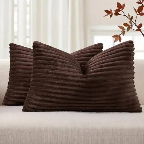 Vista 51 de Simmore Juego de 2 fundas de almohada decorativas de verano de 16 x 16 pulgadas, fundas de almohada suaves de franela de felpa natural de doble cara