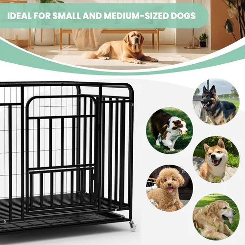 Vista 2 de 42 Inch Escape-Proof Dog Crate with Double Door, Heavy Duty Indestructible Dog Cage, Secure Kennel for Strong Dogs, for High Anxiety Dogs, XXL