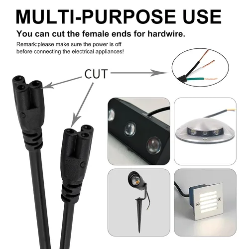 Vista 13 de Cables de extensión T5 T8 negros de 4 pies, cable de alimentación de luz de crecimiento, cables de conexión de lámpara de 48 pulgadas, conectores