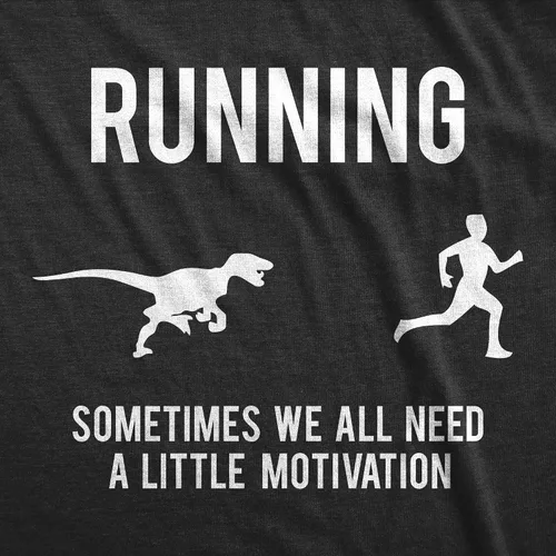 Vista 2 de Mens Running Motivation Raptor Chase T Shirt Funny Dinosaur Tee Nerdy Graphic