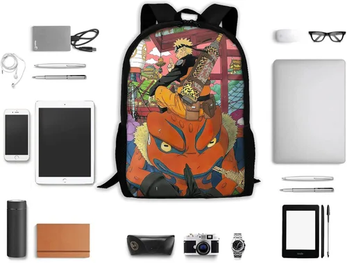 Vista 4 de Mochila de dibujos animados con impresión 3D de viaje multiusos de anime con correas ajustables, Haa-04, talla única