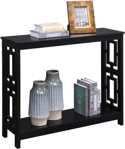 Vista 4 de Convenience Concepts Town - Mesa consola cuadrada con estante, color negro