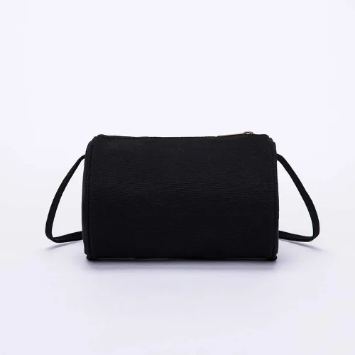 Vista 4 de Bolso casual de la forma del cilindro de la mujer simplemente nuevo bolso de hombro popular negro