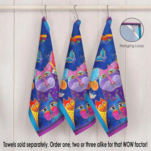 Vista 5 de RainCaper Laurel Burch Flutterbyes - Toallas de cocina de 18 x 28 pulgadas, 1 CT 100% algodón súper suave y absorbente