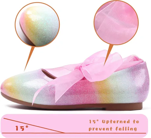 Vista 3 de ADAMUMU Zapatos de vestir para niña de las flores, zapatos para desmalezar lindos zapatos Mary Jane de encaje flore ballet planos para caminar