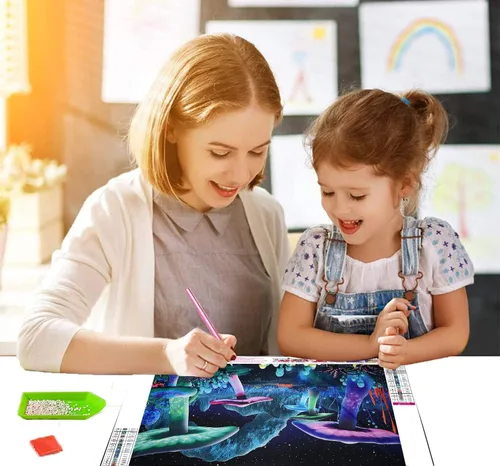 Vista 2 de VIGEGU Kits de pintura de diamantes de hongos, kits de pintura de diamantes 5D para adultos y niños, kits de arte de diamantes de bricolaje, pintura