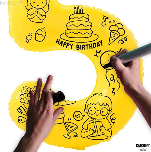 Vista 1220 de KatchOn Globo negro del número 1 de 40 pulgadas, globo de feliz cumpleaños Large Mylar Number One Balloon for 1st Birthday Decorations, Foil
